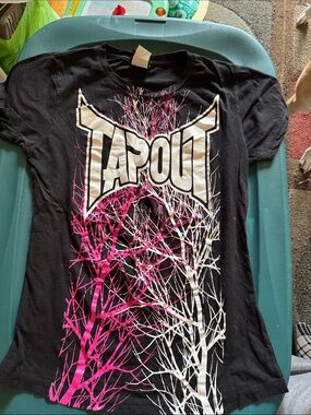 Tapout Black T-Shirt with Pink & White Branch Graphic